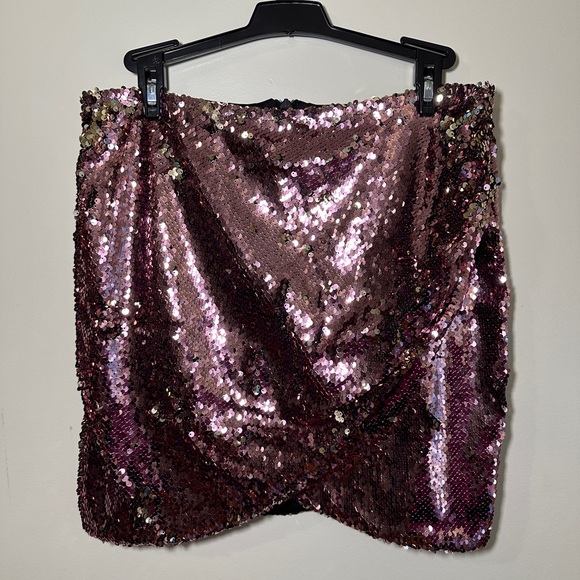 Topshop Reversible Sequin Wrap Front Mini Skirt size 10 - Picture 1 of 6